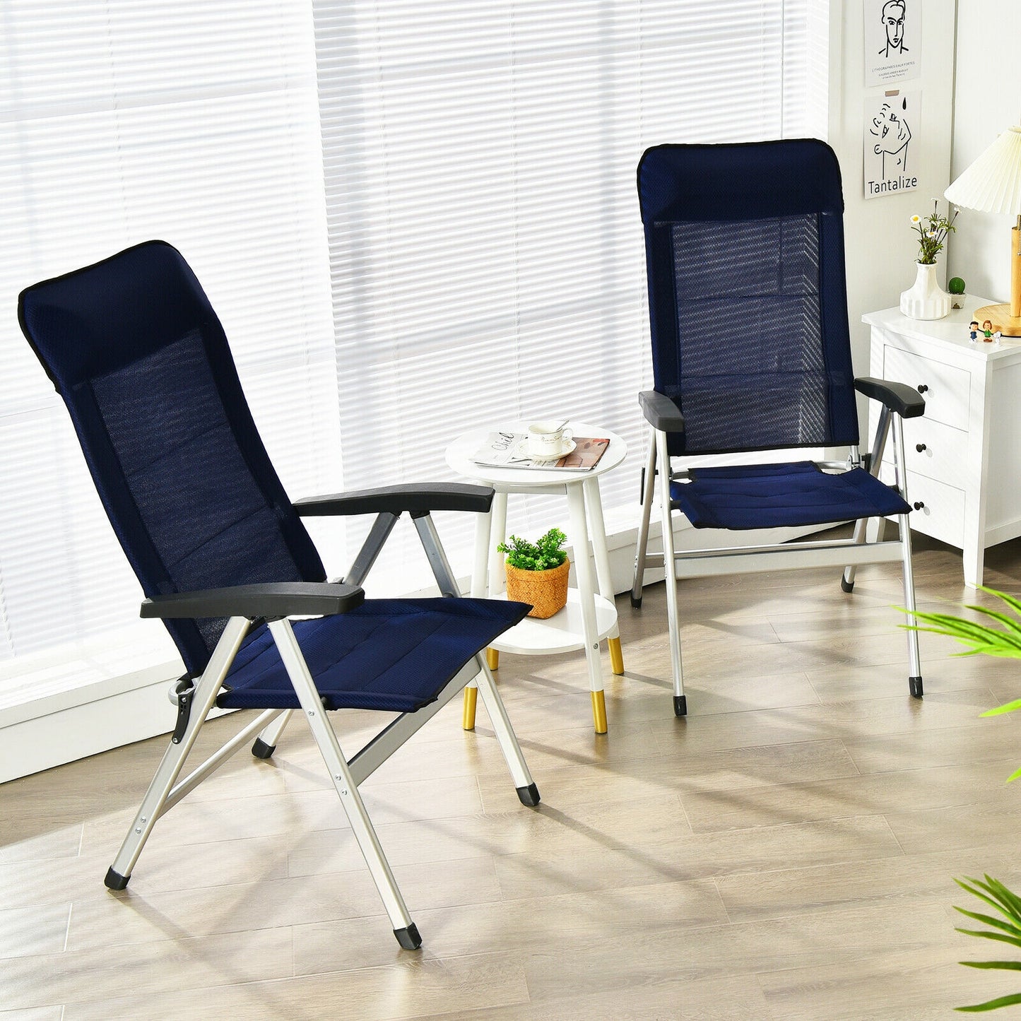 Patio Dining Chair Set with 7-Position Adjustable Backrest