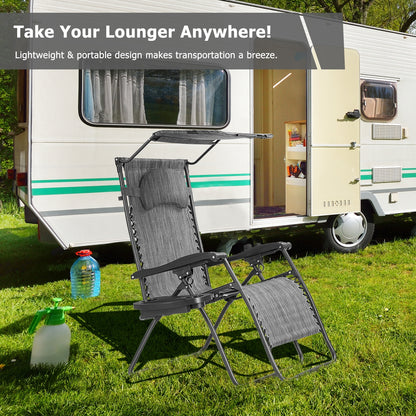 Folding Recliner Lounge Chair with Adjustable Canopy