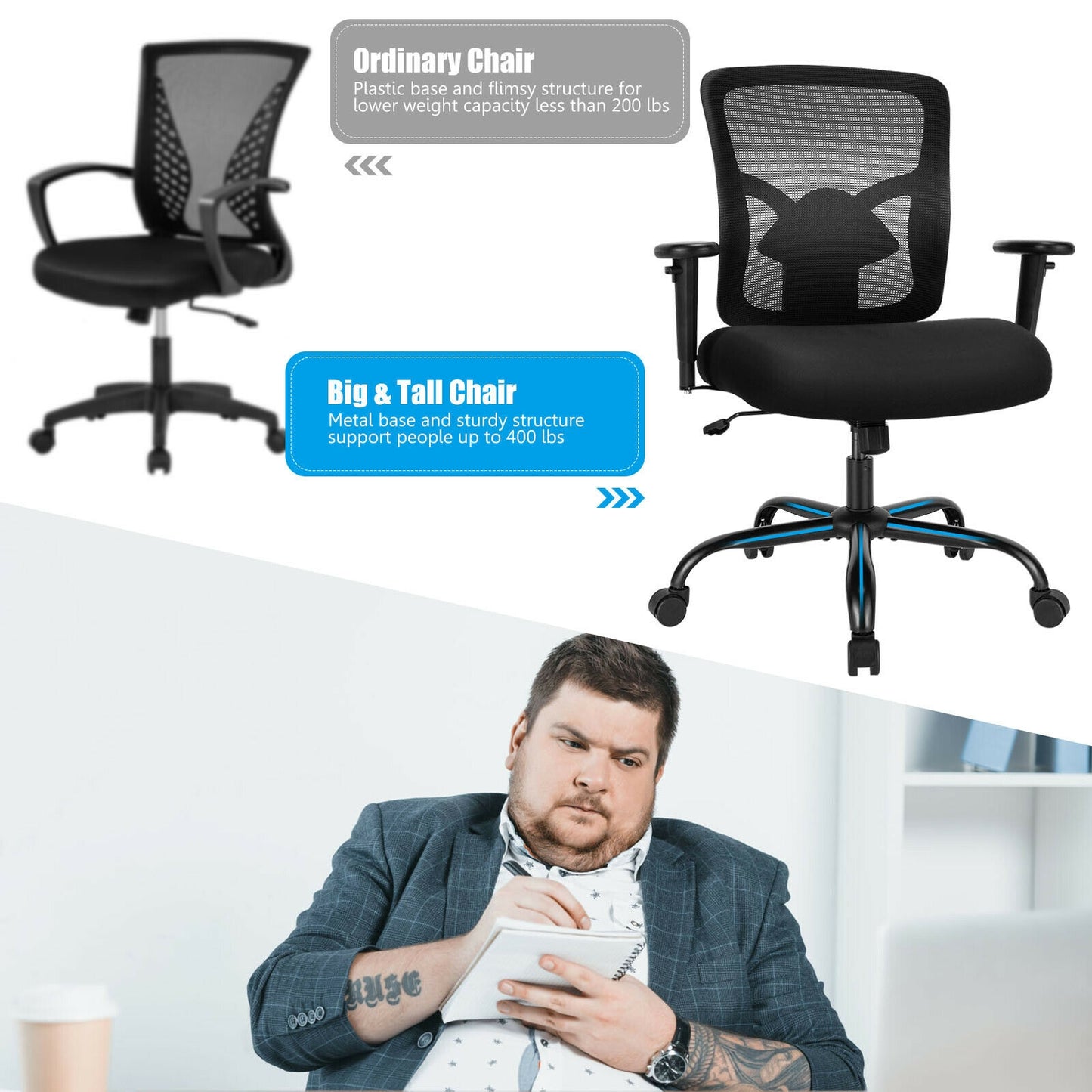 Big and Tall Office Chair with 400 LBS Capacity