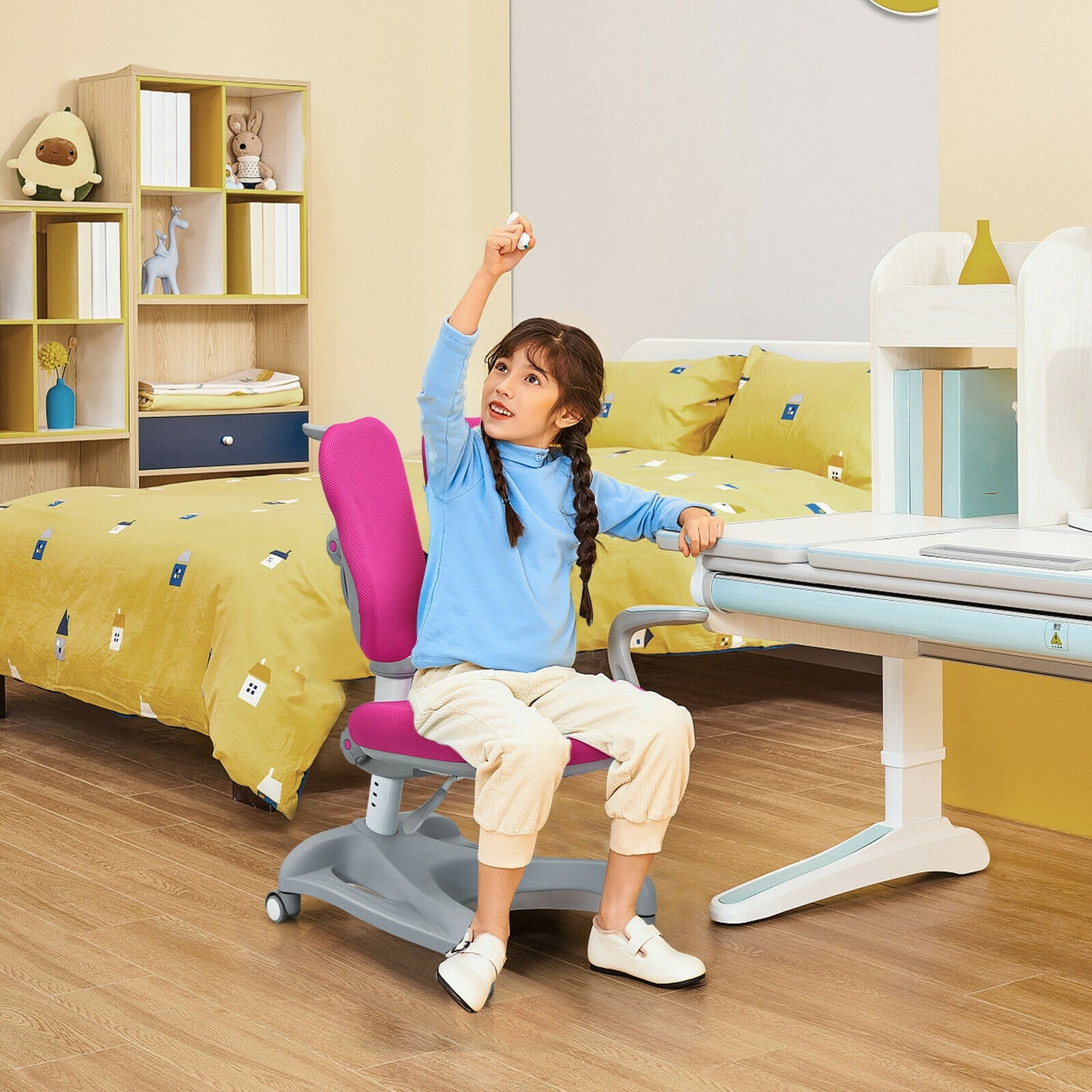 Adjustable Height Kids Study Chair with Lumbar Support
