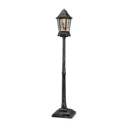 5.4 ft Musical Christmas Street Lamp with Dynamic Snowfall Effect-Black