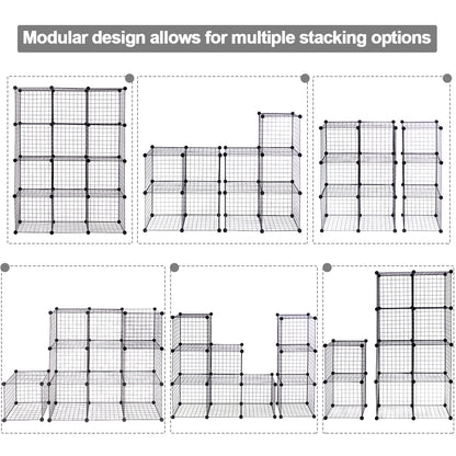 12-Cube Wire Storage Organizer 42" x 14" x 56" Metal Grid