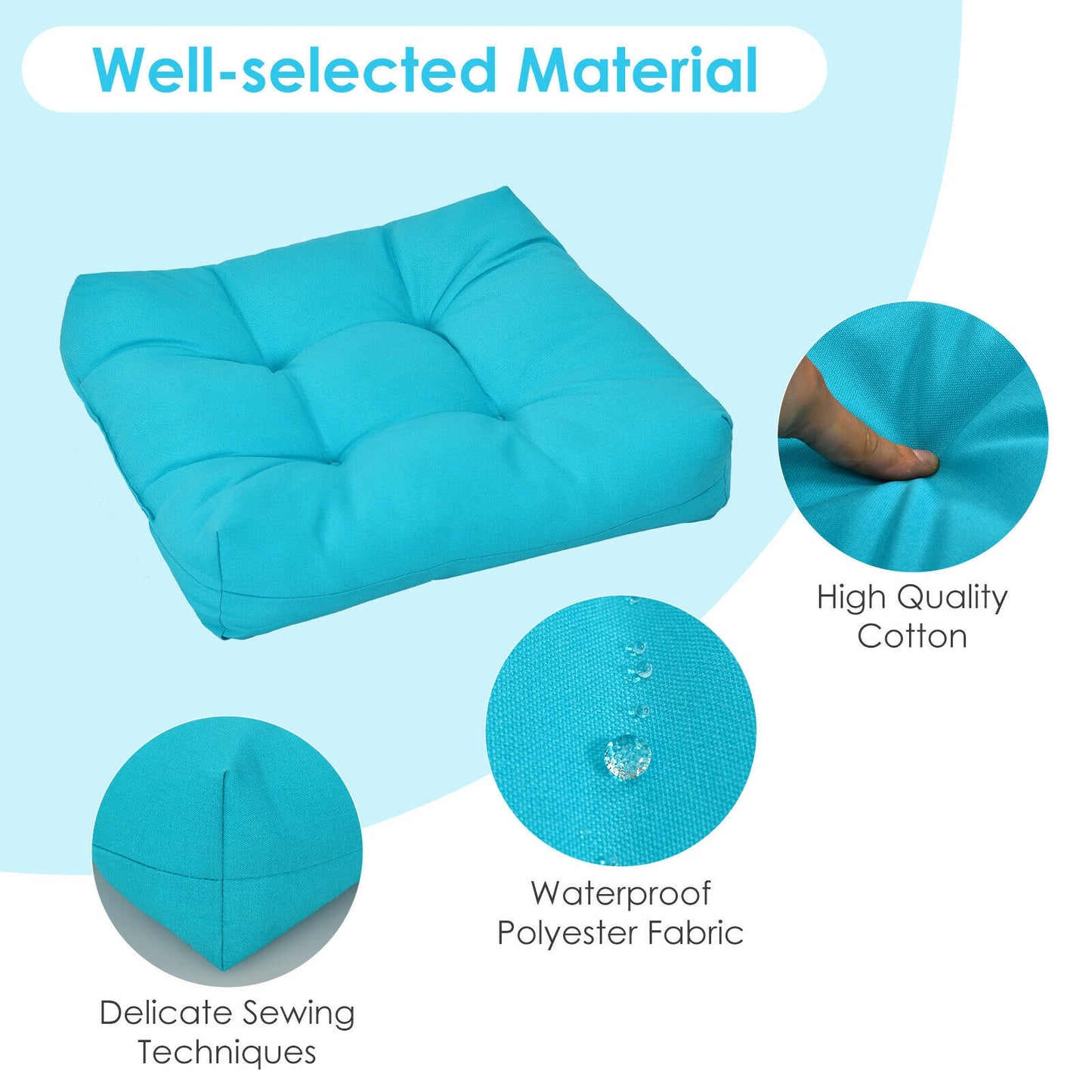 21x21 Inch Patio Chair Seat Cushion Pads - Indoor & Outdoor