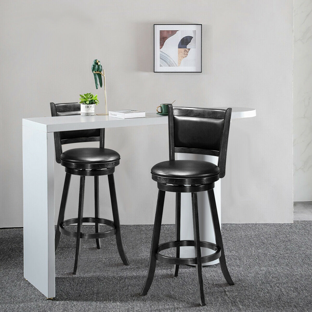 29-Inch Swivel Bar Stools Set of 2 with Cushioned Seat