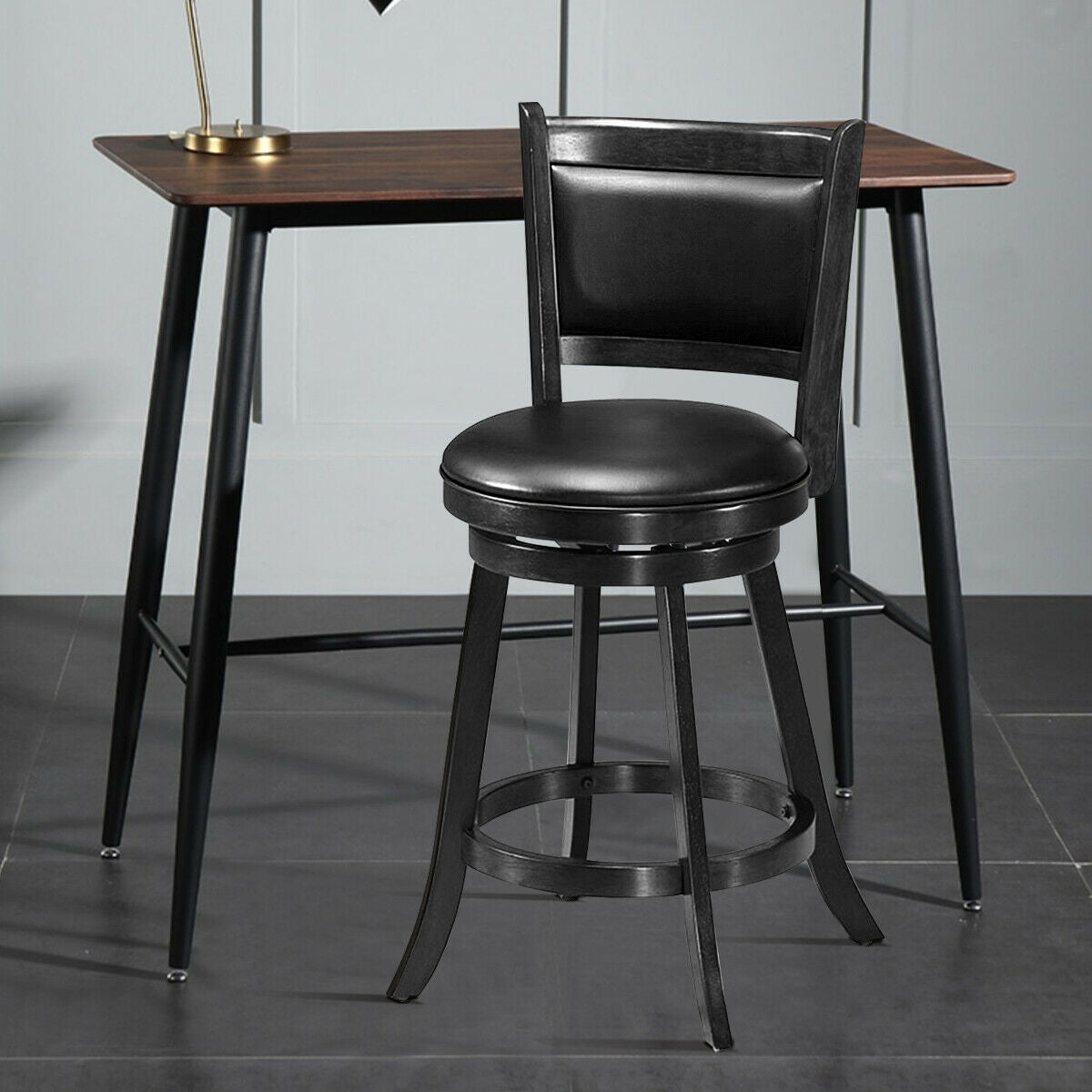24-Inch Swivel Counter Stools with Upholstered Seat, Set of 2