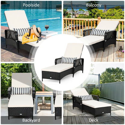 Adjustable Chaise Lounge Chair with Cushion & Pillow