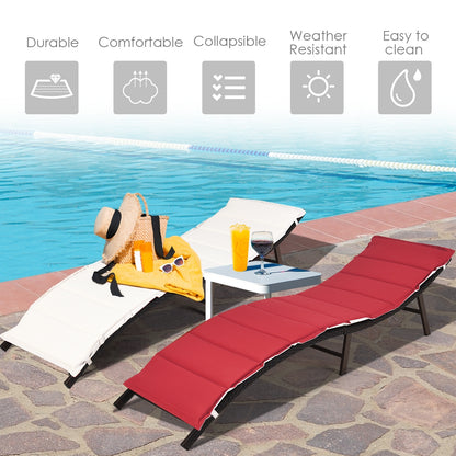 Folding Patio Chaise Lounge Chair Set of 2 with Cushions
