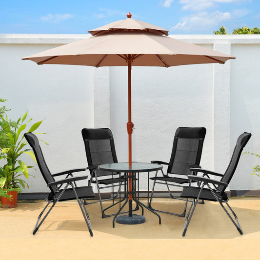 Folding Patio Dining Chairs Set of 2 with Adjustable Backrest