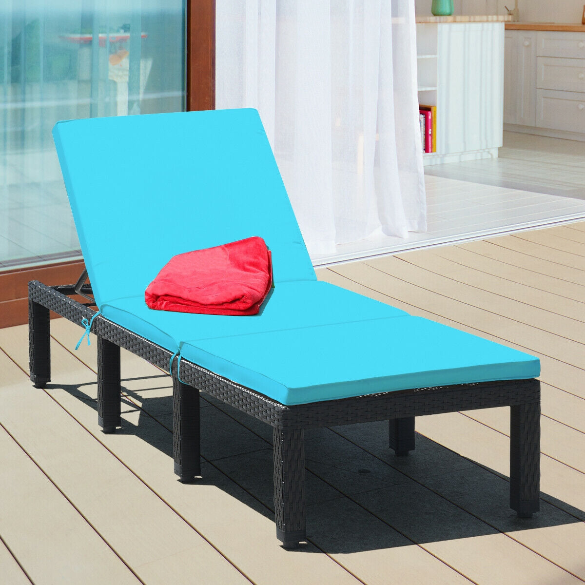 Adjustable Patio Chaise Lounge Chair with Cushion