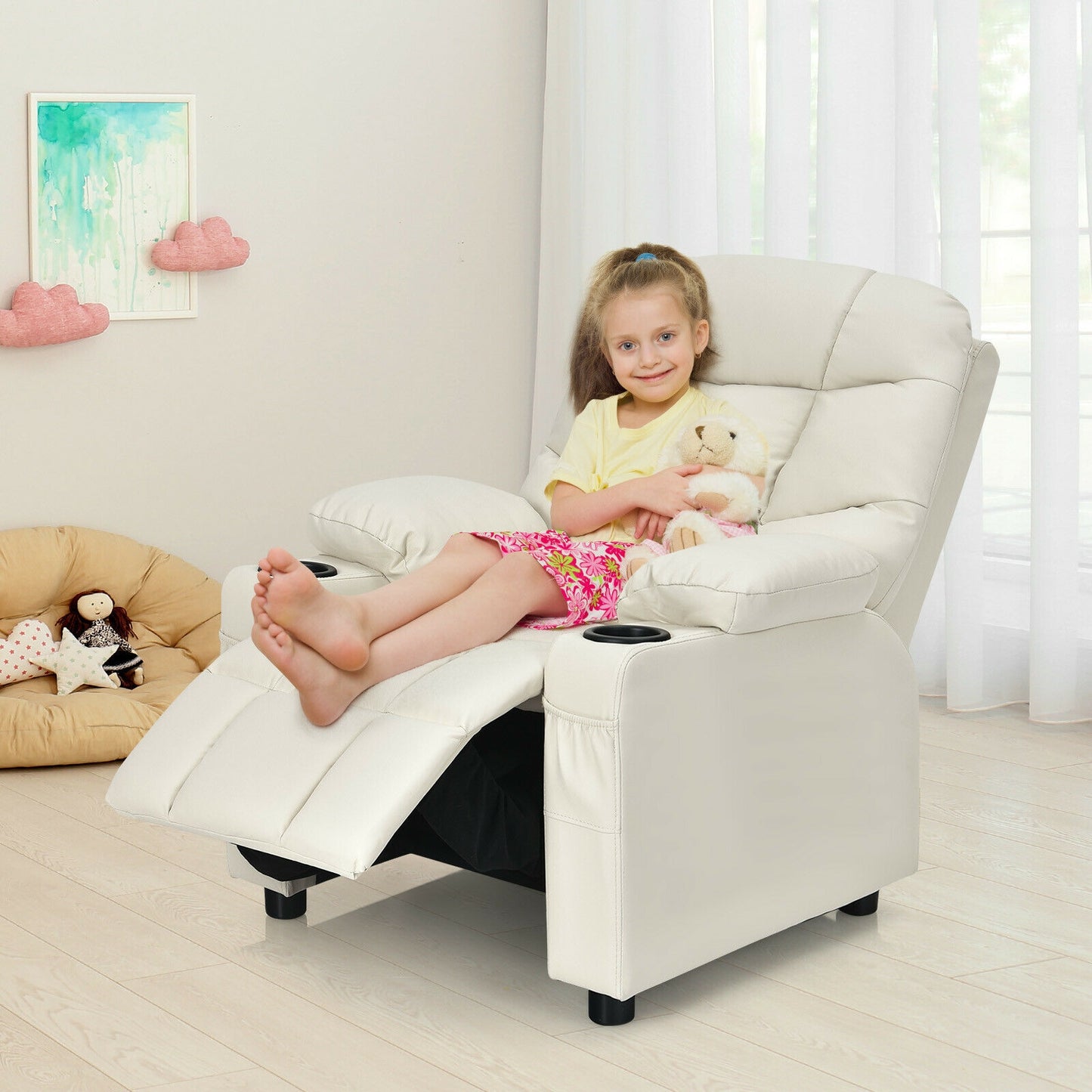 Kids Recliner Chair with Cup Holder and Footrest