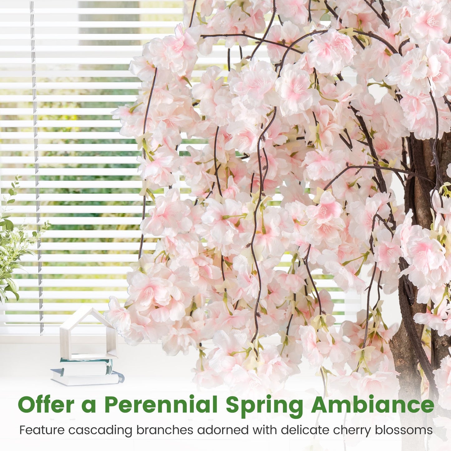 5.5 FT Tall Artificial Cherry Blossom Tree with Pink/White Flowers 2 Pack