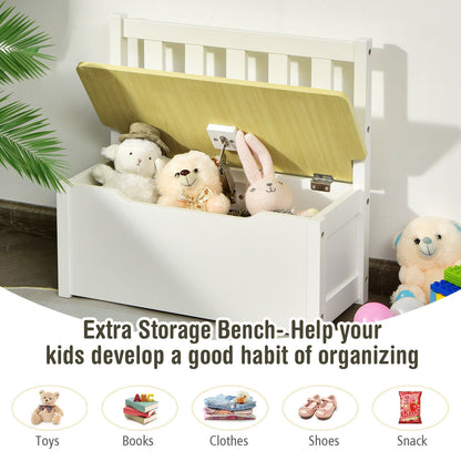 Kids Wooden Activity Table and Chairs Set with Storage Bench