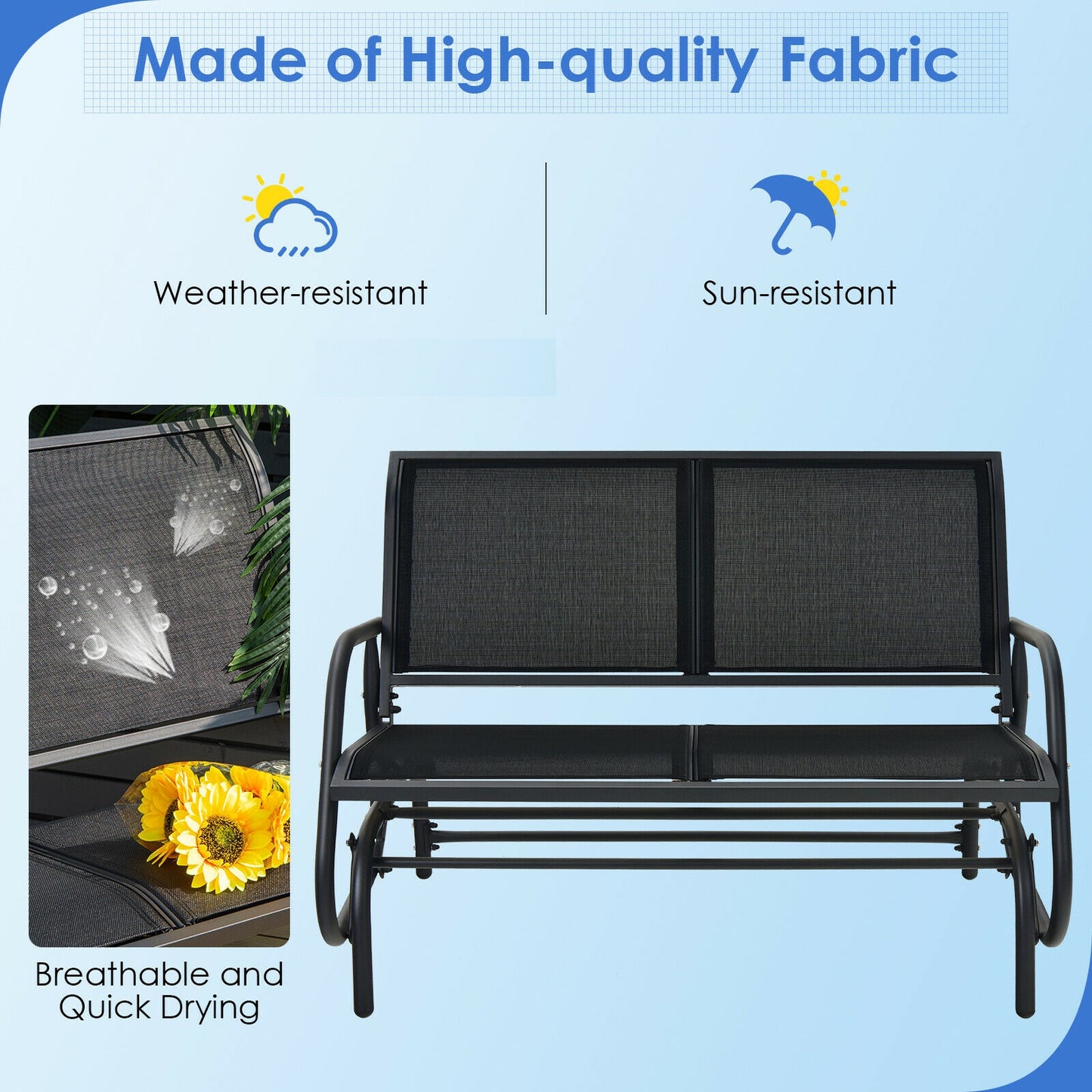 48-Inch Outdoor Glider Loveseat with Steel Frame