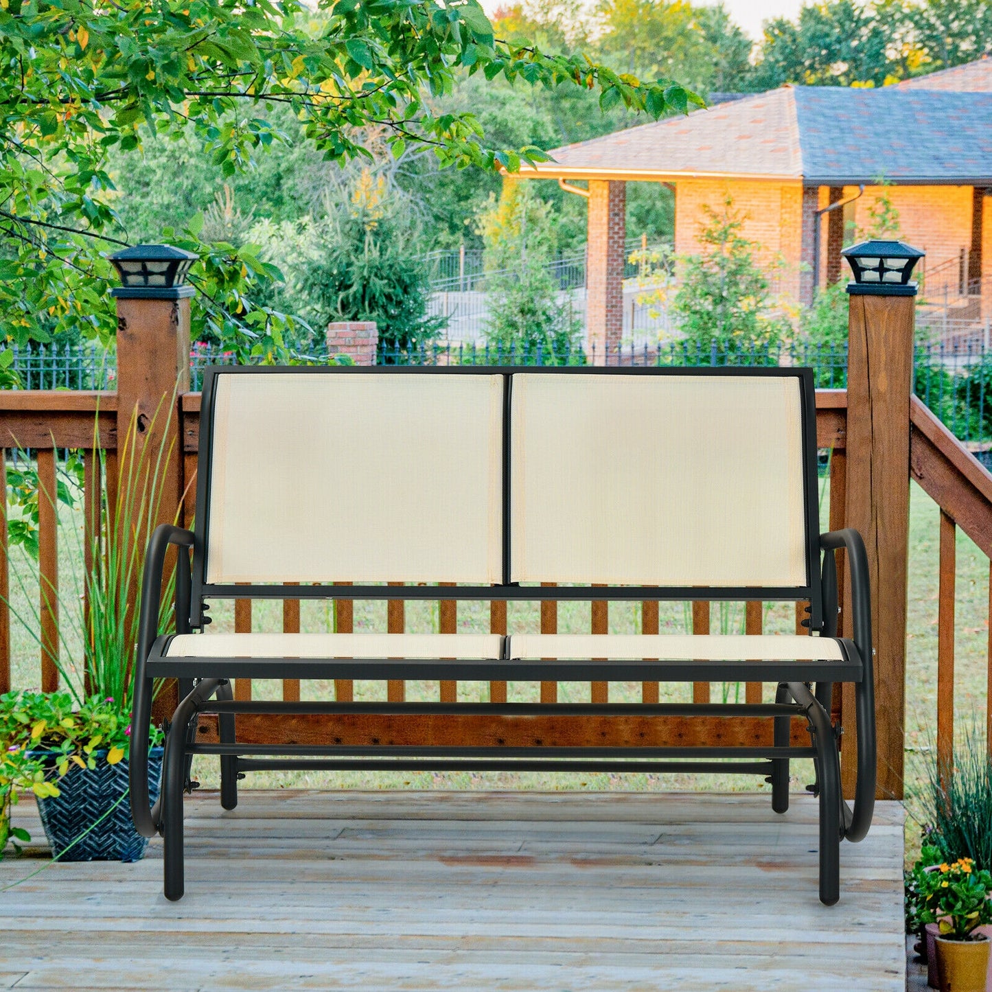 48-Inch Outdoor Glider Loveseat with Steel Frame
