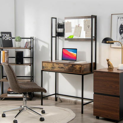 Industrial Vanity Table with 3-Height Adjustable Mirror