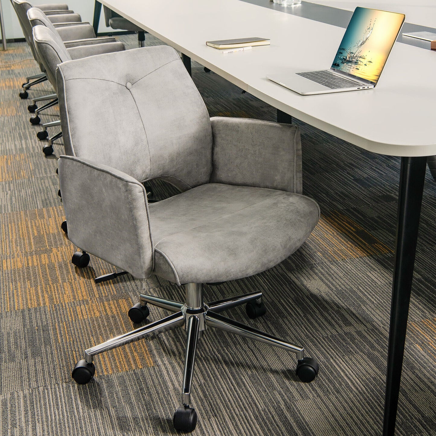 Adjustable Mid Back Office Chair with Armrest - Gray