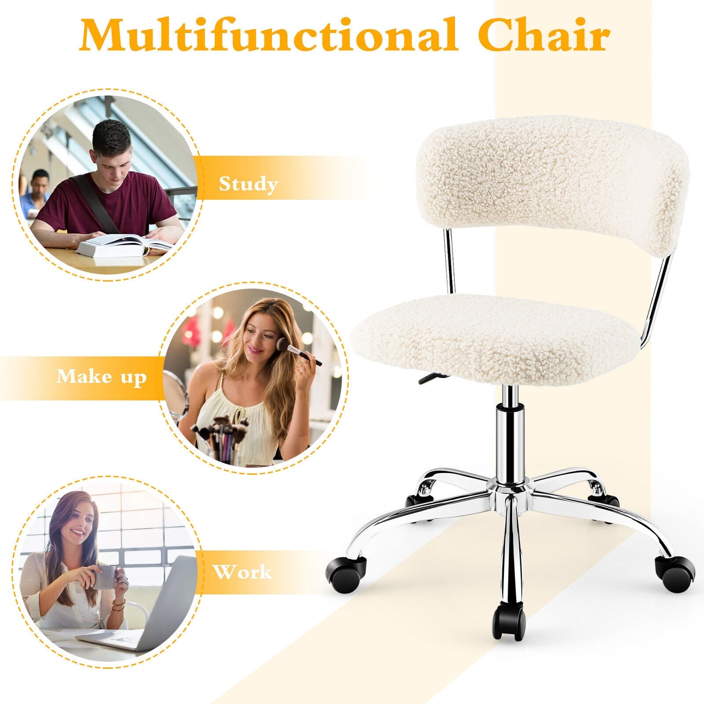 Adjustable Sherpa Office Chair with 360° Swivel