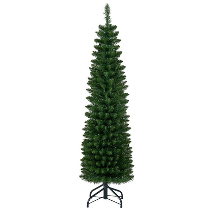 5/6/7/8/9 Feet Pre-lit Pencil Artificial Christmas Tree with 150/180/200//300/400 Warm White LED Lights