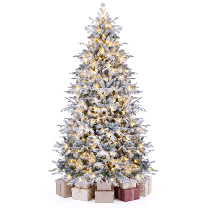 5/6/7/8 Feet Pre-Lit Artificial Christmas Tree with Warm White LED Lights