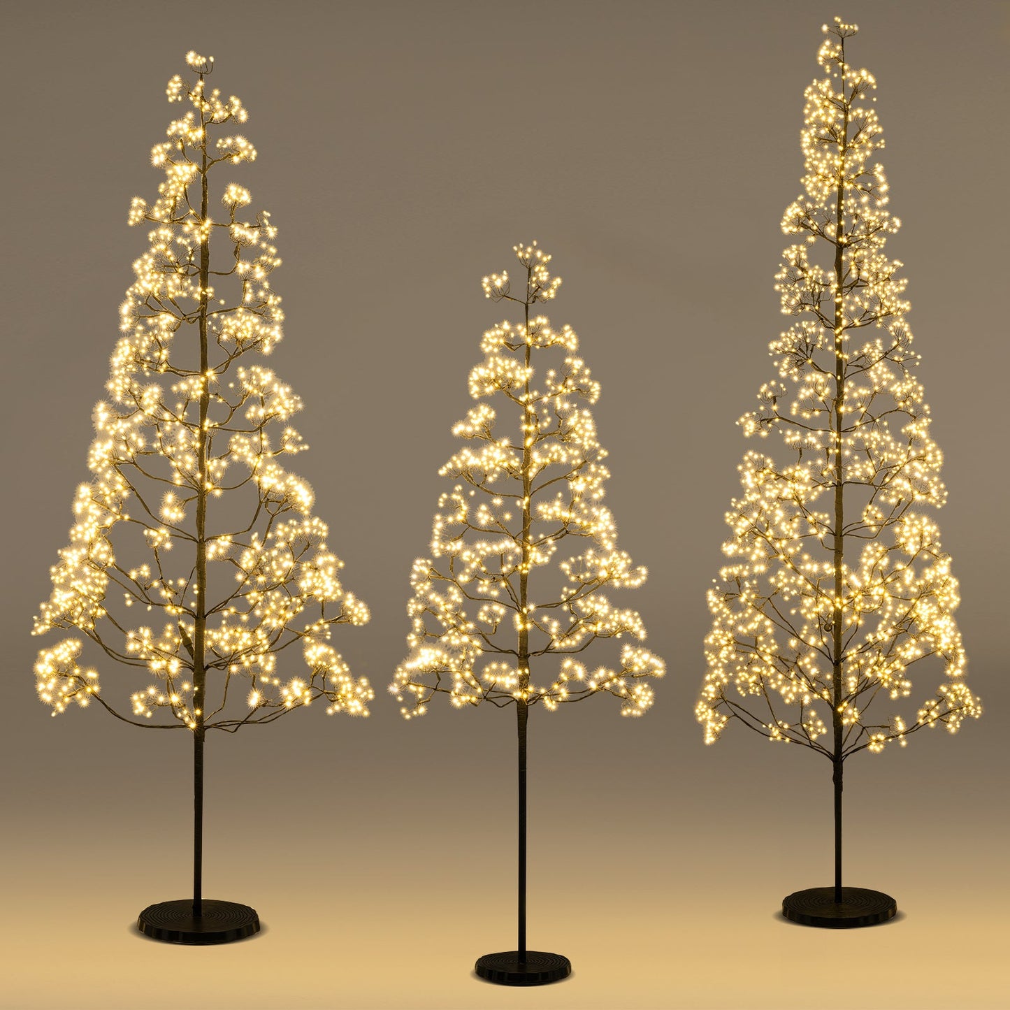 5/6/7 FT Lighted Alpine Tree with Warm White Light LED Lights Pre-lit Artificial Cedar Tree with Weighted Base
