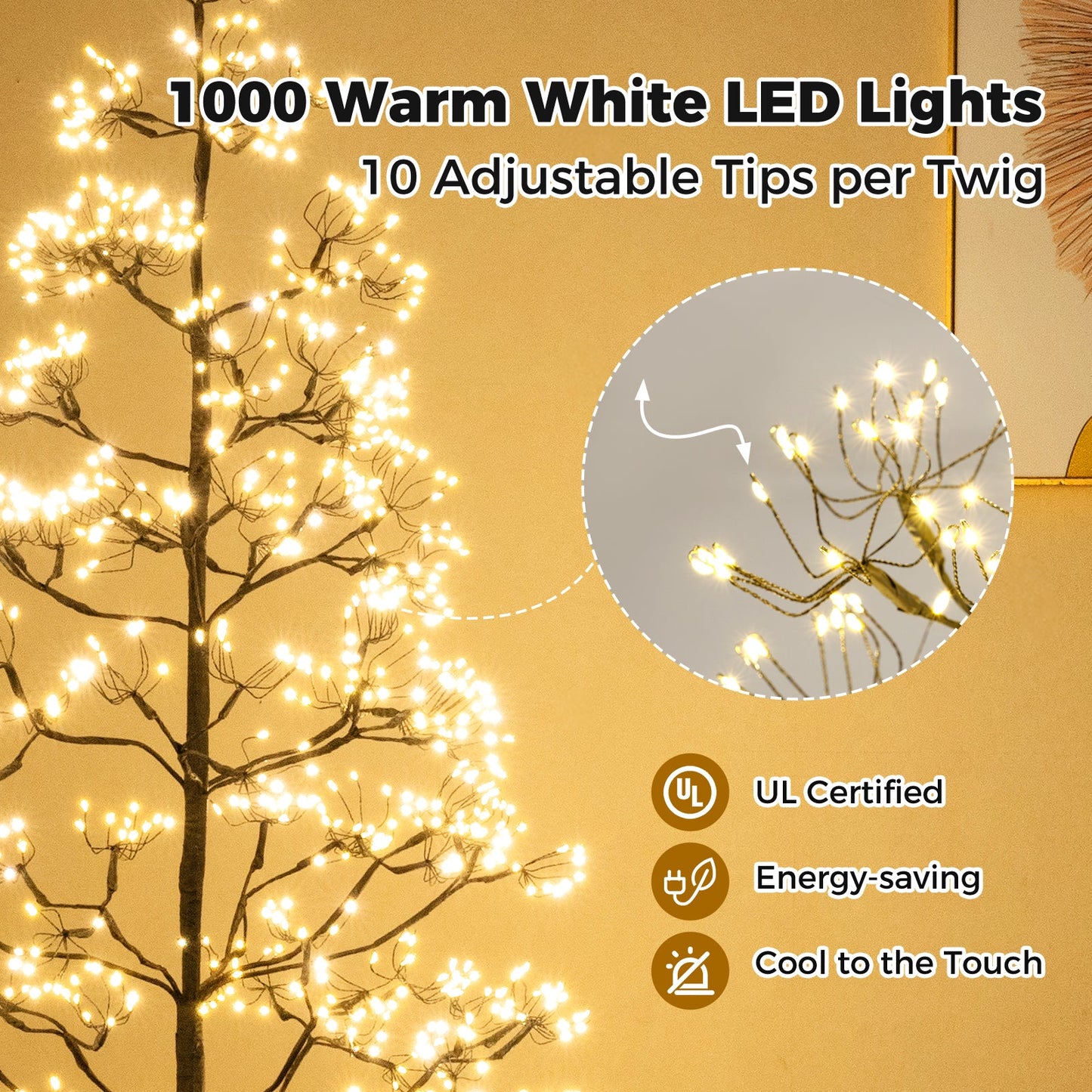 5/6/7 FT Lighted Alpine Tree with Warm White Light LED Lights Pre-lit Artificial Cedar Tree with Weighted Base