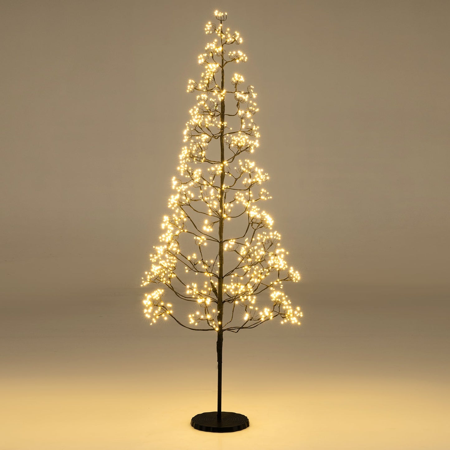 5/6/7 FT Lighted Alpine Tree with Warm White Light LED Lights Pre-lit Artificial Cedar Tree with Weighted Base