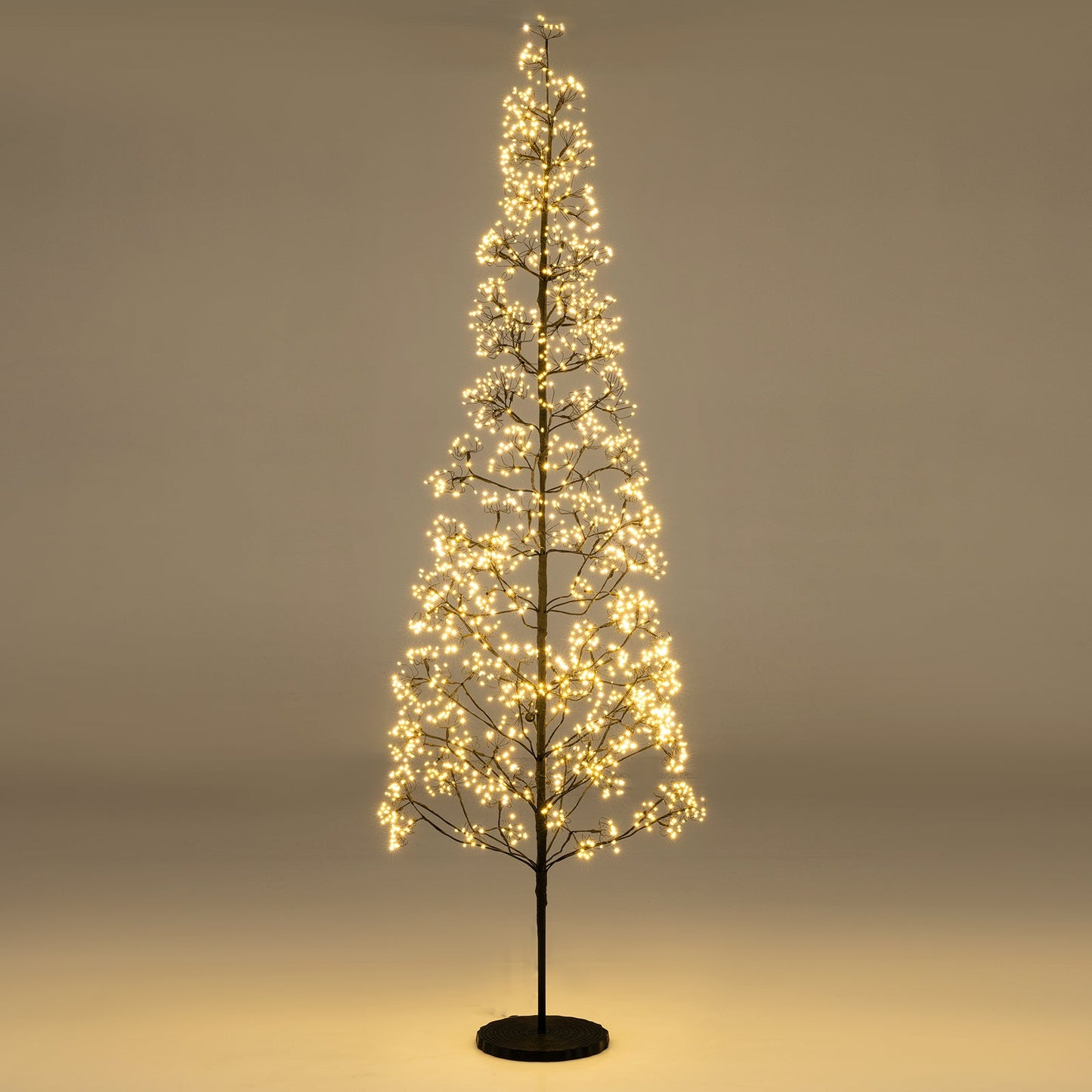 5/6/7 FT Lighted Alpine Tree with Warm White Light LED Lights Pre-lit Artificial Cedar Tree with Weighted Base