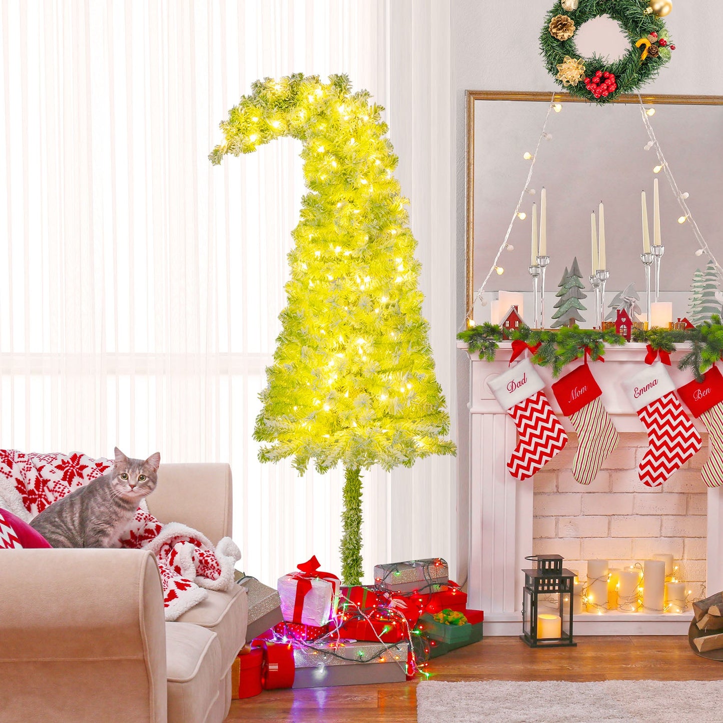 5/6/7 FT Whimsical Christmas Tree with Bendable Top and 216/290/366 Branch