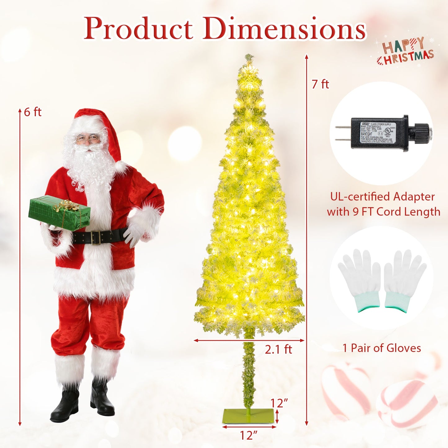 5/6/7 FT Whimsical Christmas Tree with Bendable Top and 216/290/366 Branch
