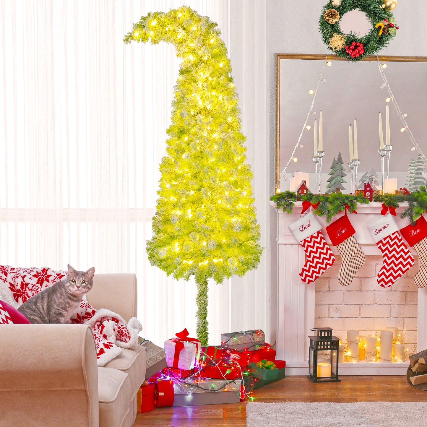 5/6/7 FT Whimsical Christmas Tree with Bendable Top and 216/290/366 Branch