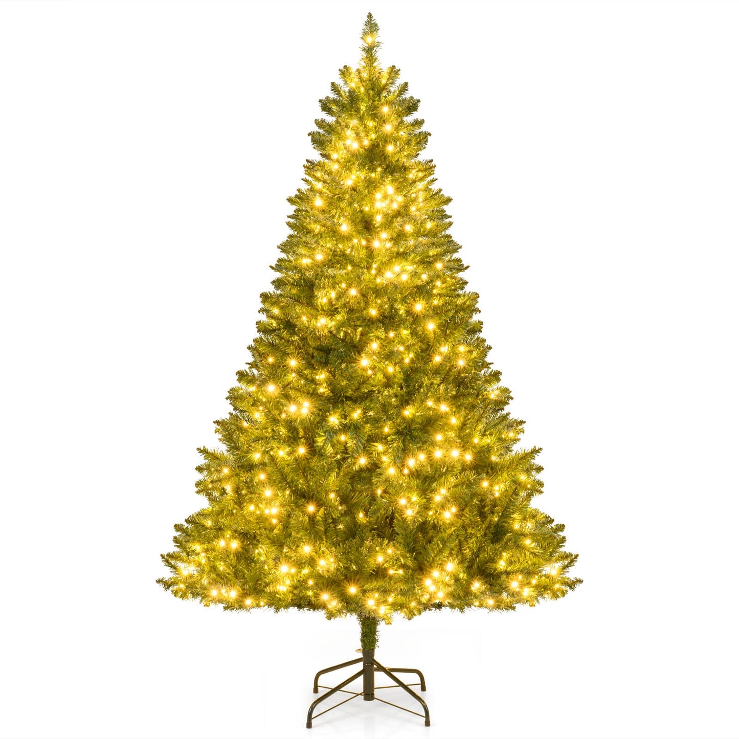 5/6/7 Feet Artificial Christmas Tree Hinged Xmas Tree with 7 Lighting Modes