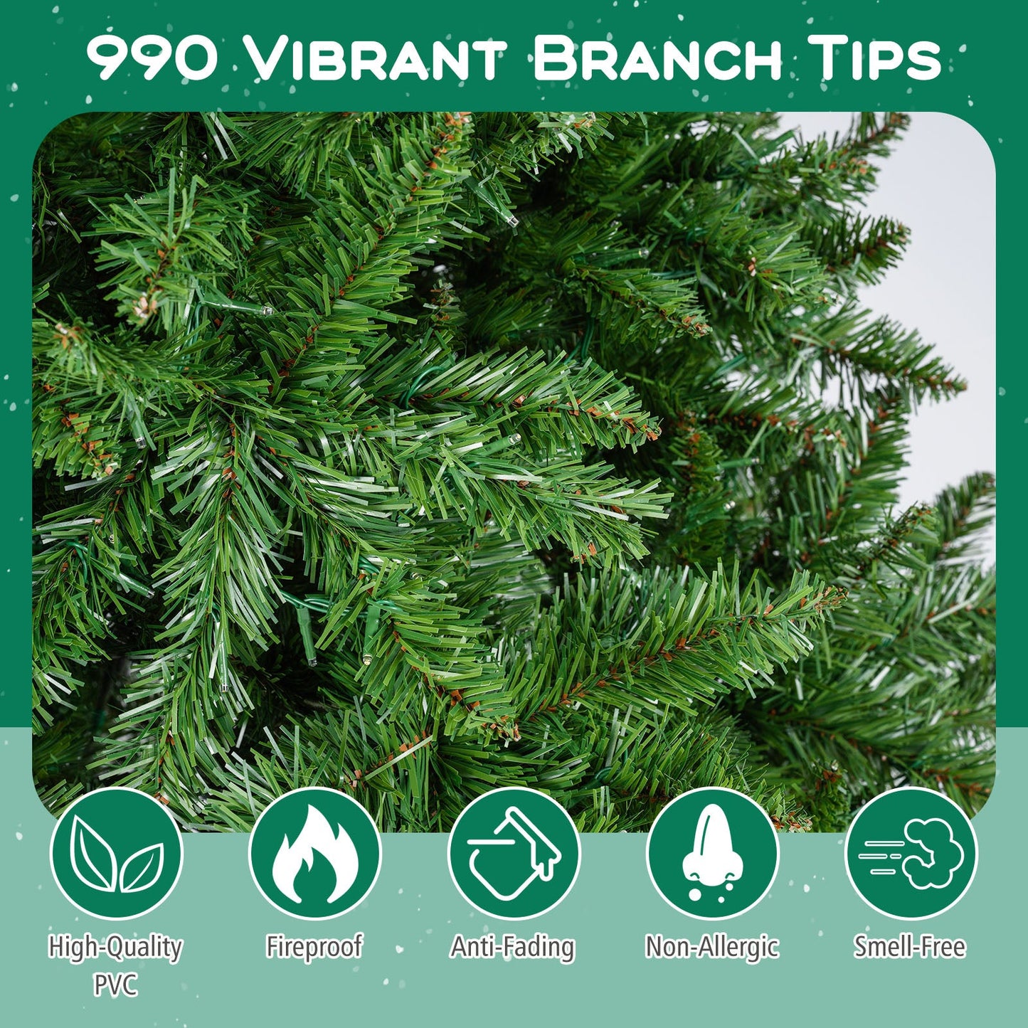 5/6/7 Feet Artificial Christmas Tree Hinged Xmas Tree with 7 Lighting Modes