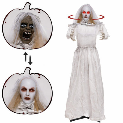 Animated Halloween Ghost Bride Decoration 5.7 ft Turning Head