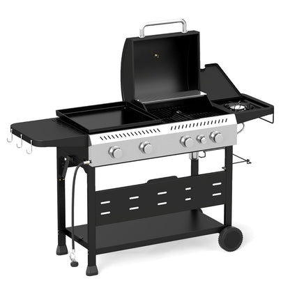 5-Burner Propane Gas Grill and Griddle Combo with Side Burner