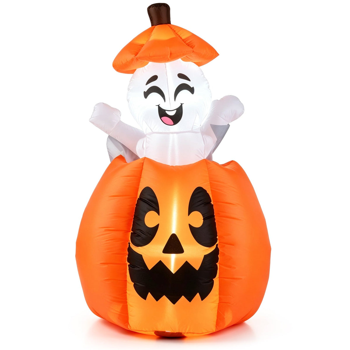 5 FT Animated Halloween Inflatable Pumpkin with Rising Ghost