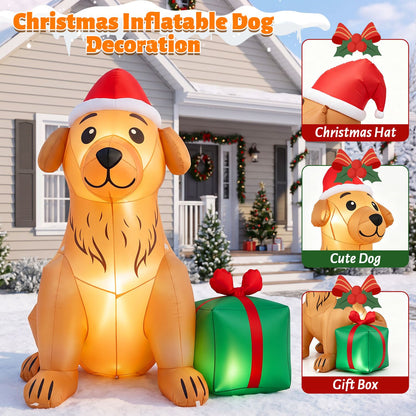 5 FT Christmas Inflatable Golden Retriever Dog Decoration for Holiday Decor