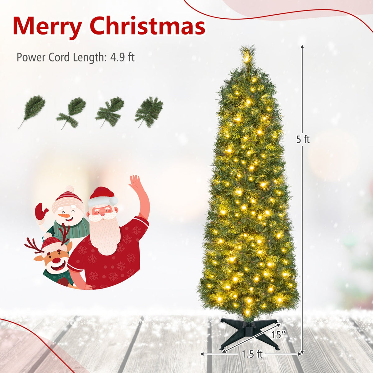 8 FT Artificial Pine Christmas Tree with 575 Branch Tips