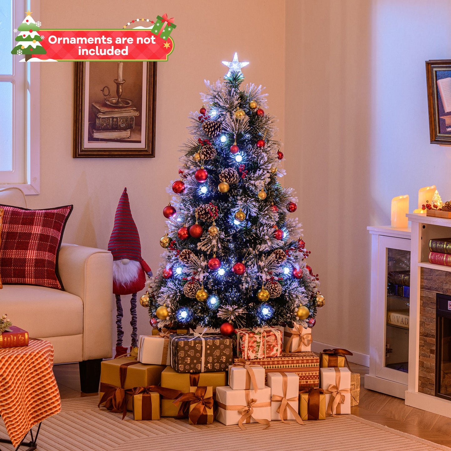 5 FT Flocked Christmas Tree with 8 Lighting Modes