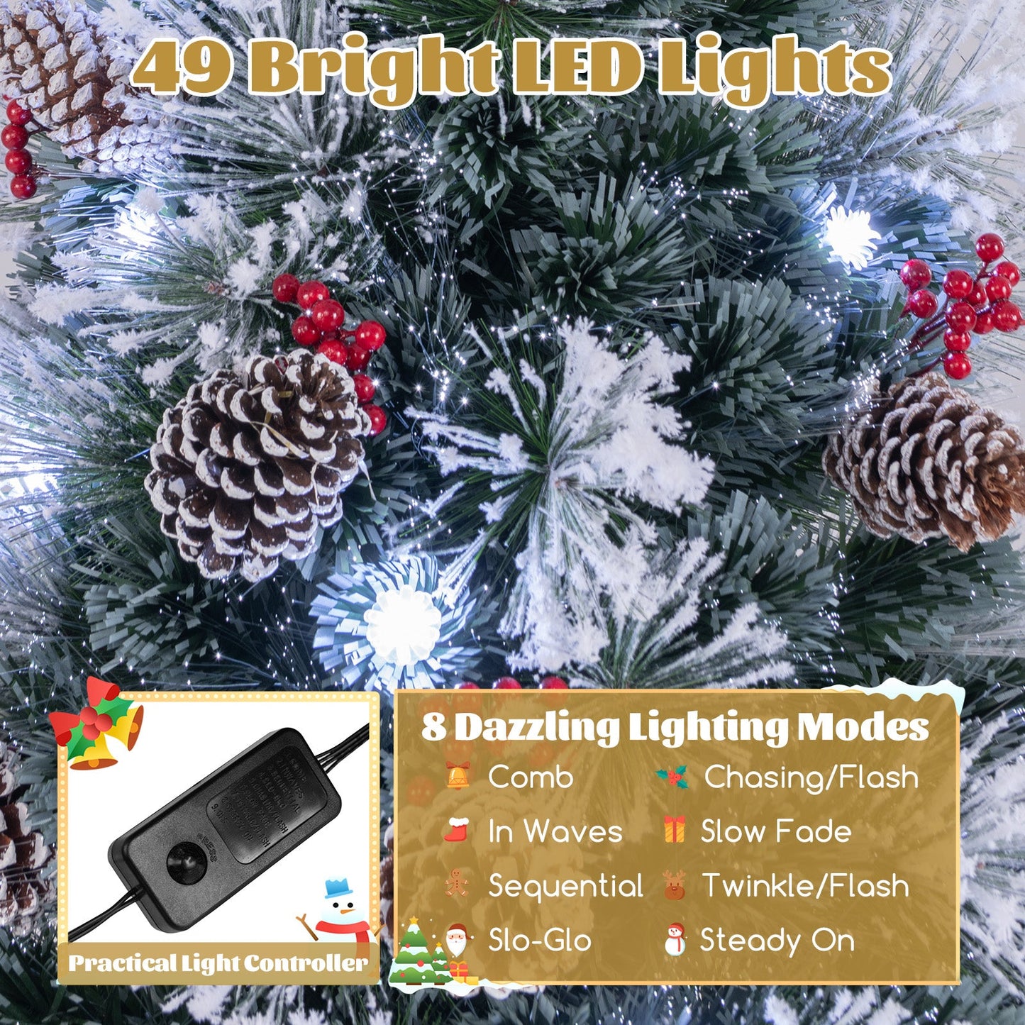 5 FT Flocked Christmas Tree with 8 Lighting Modes