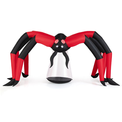 Halloween Inflatable Spider Blow Up Yard Scary Spider with Red Tunnel Light Eyes