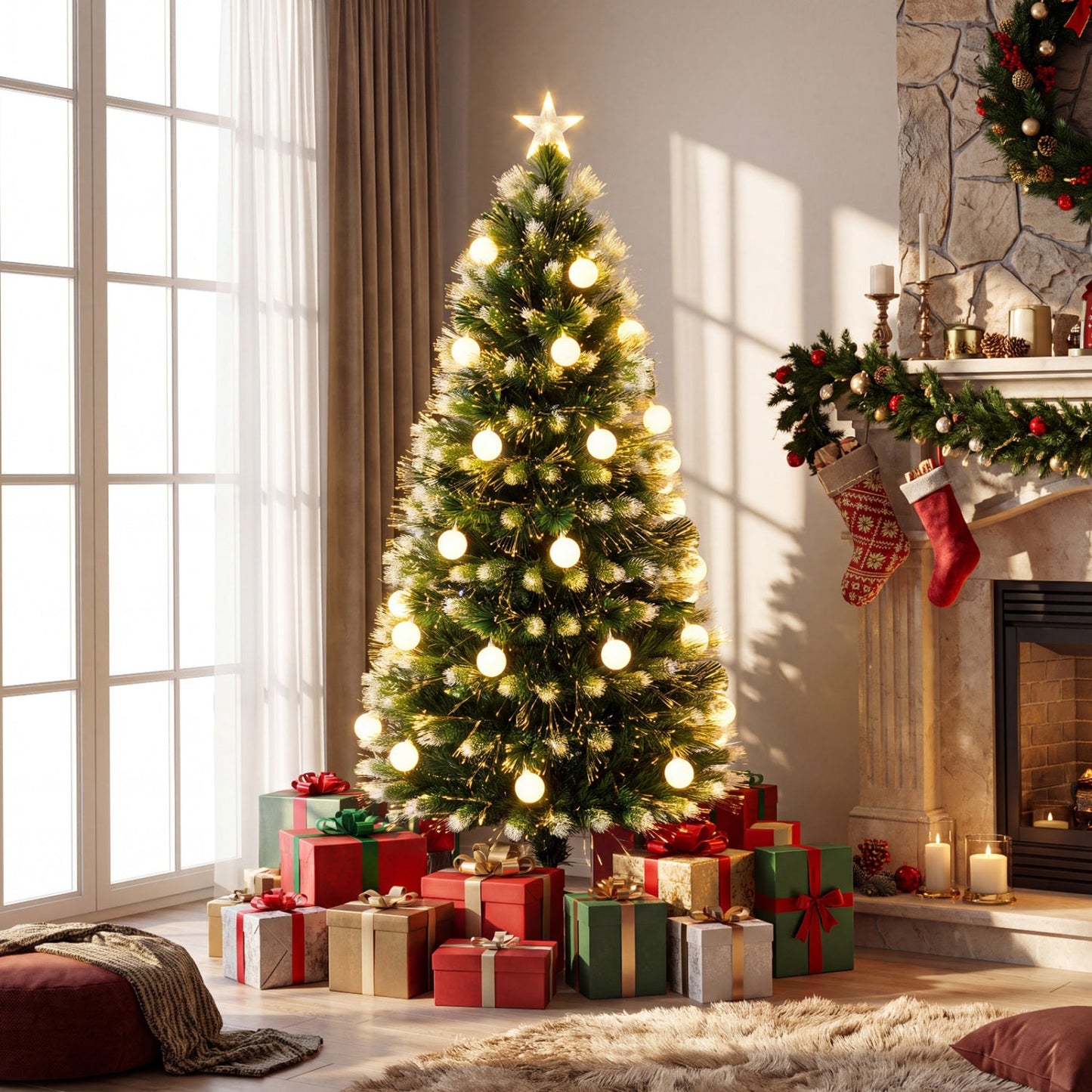 5 FT Pre-Lit Fiber Optic Christmas Tree with LED Lights