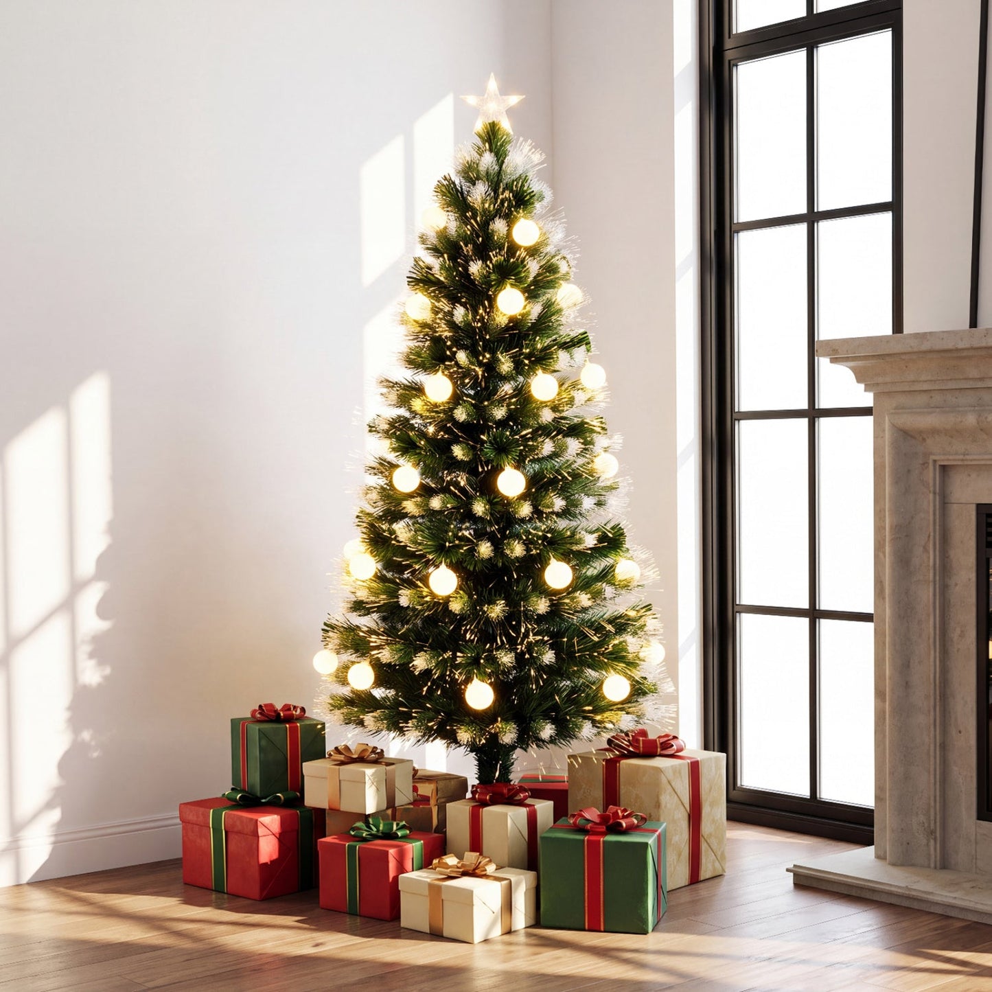 5 FT Pre-Lit Fiber Optic Christmas Tree with LED Lights