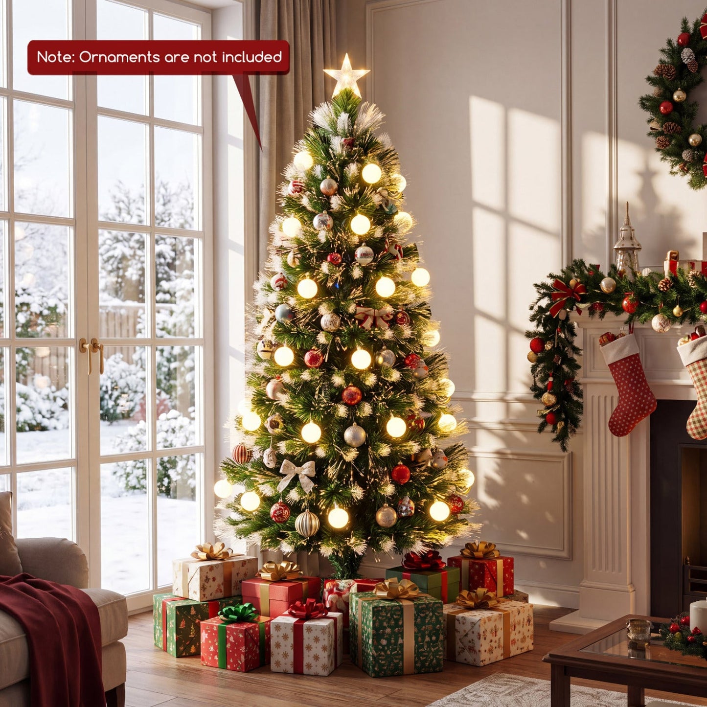 5 FT Pre-Lit Fiber Optic Christmas Tree with LED Lights
