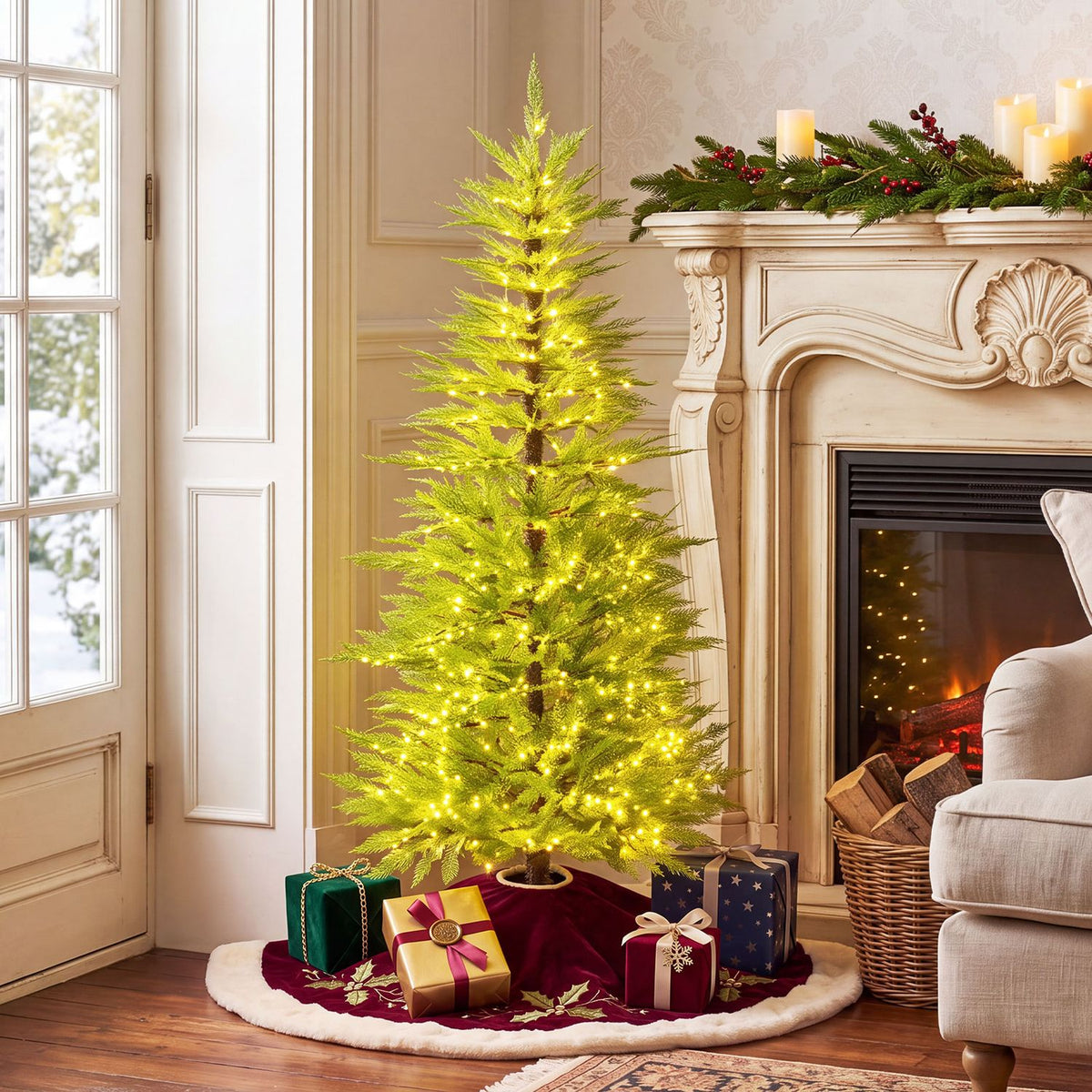 5 FT Pre-Lit Artificial Christmas Tree with 670 Warm White Lights