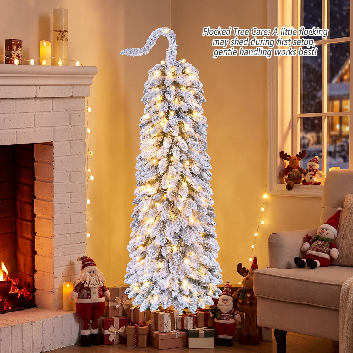 5 FT Pre-Lit Artificial Christmas Tree with Bendable Top and 110 Warm White LED Lights