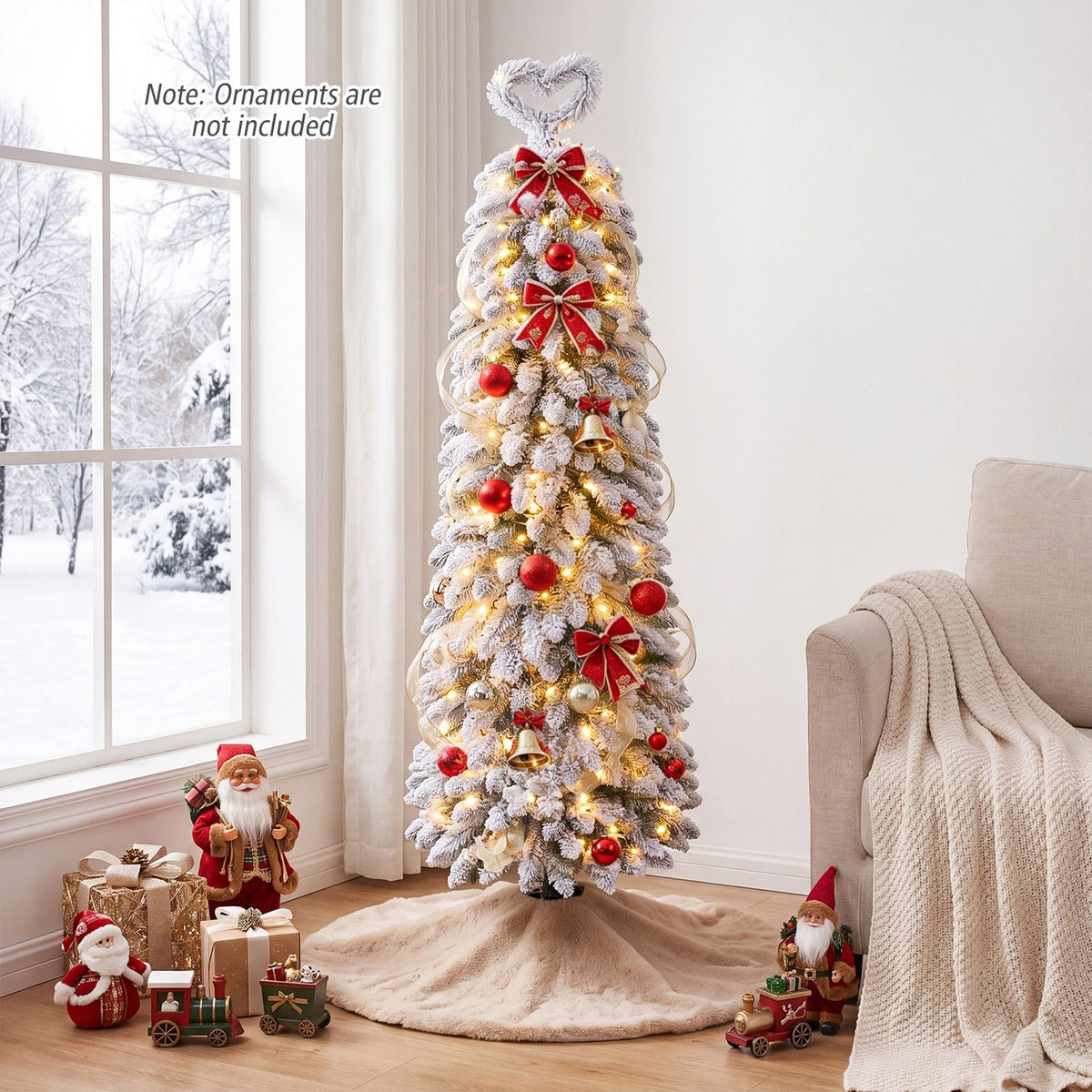 5 FT Pre-Lit Artificial Christmas Tree with Bendable Top and 110 Warm White LED Lights