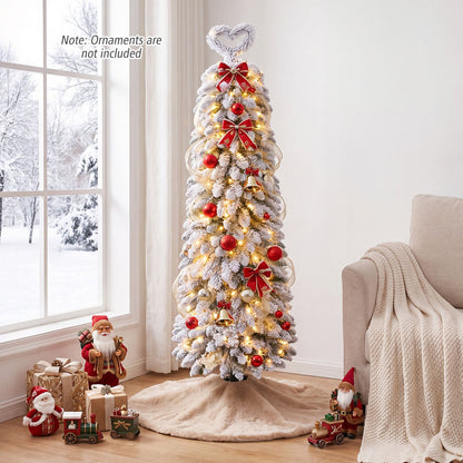 5 FT Pre-Lit Artificial Christmas Tree with Bendable Top and 110 Warm White LED Lights