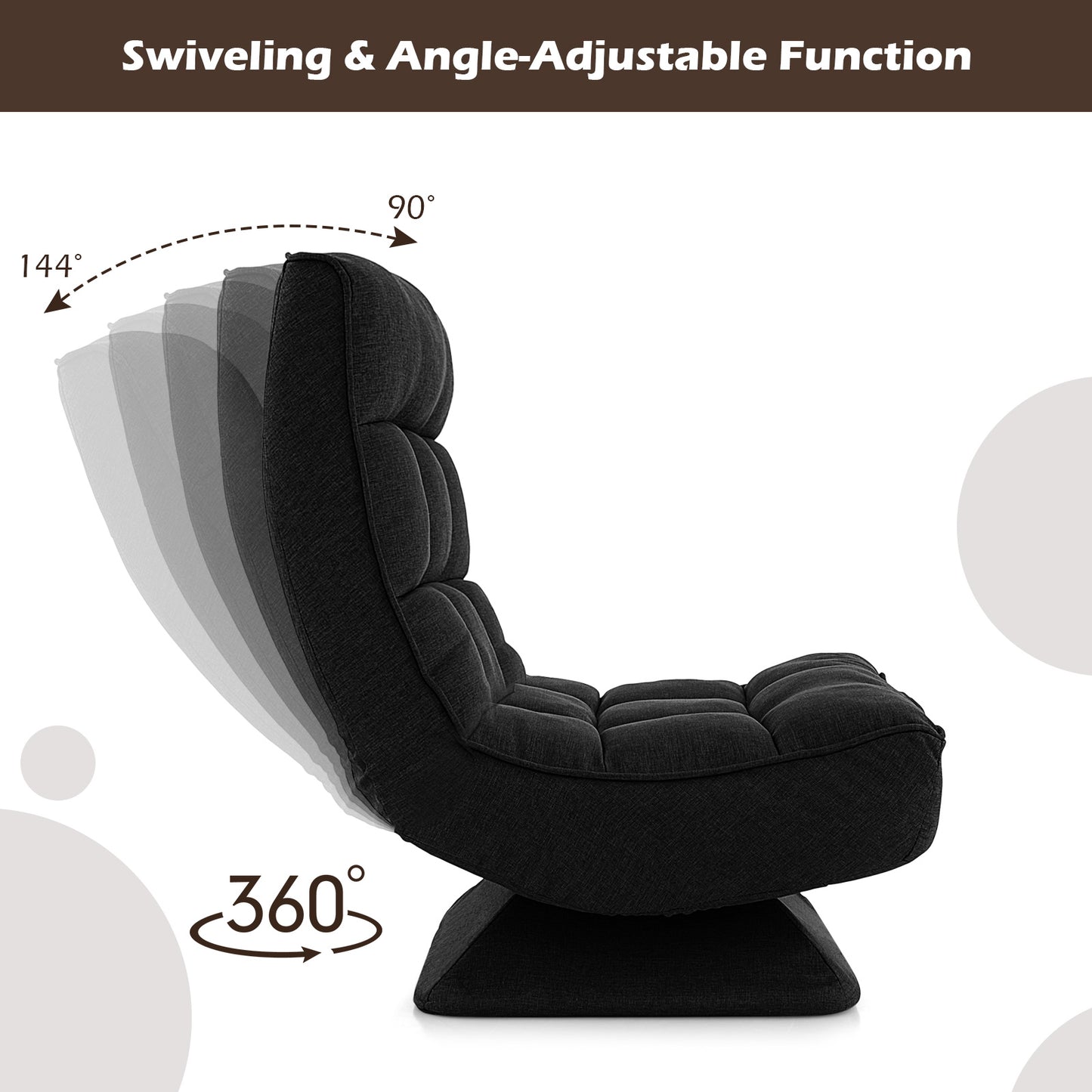 360° Swivel Floor Chair with 5-Position Adjustable Backrest