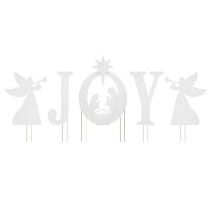 JOY Nativity Christmas Yard Sign Set with Angels - 5 Pieces