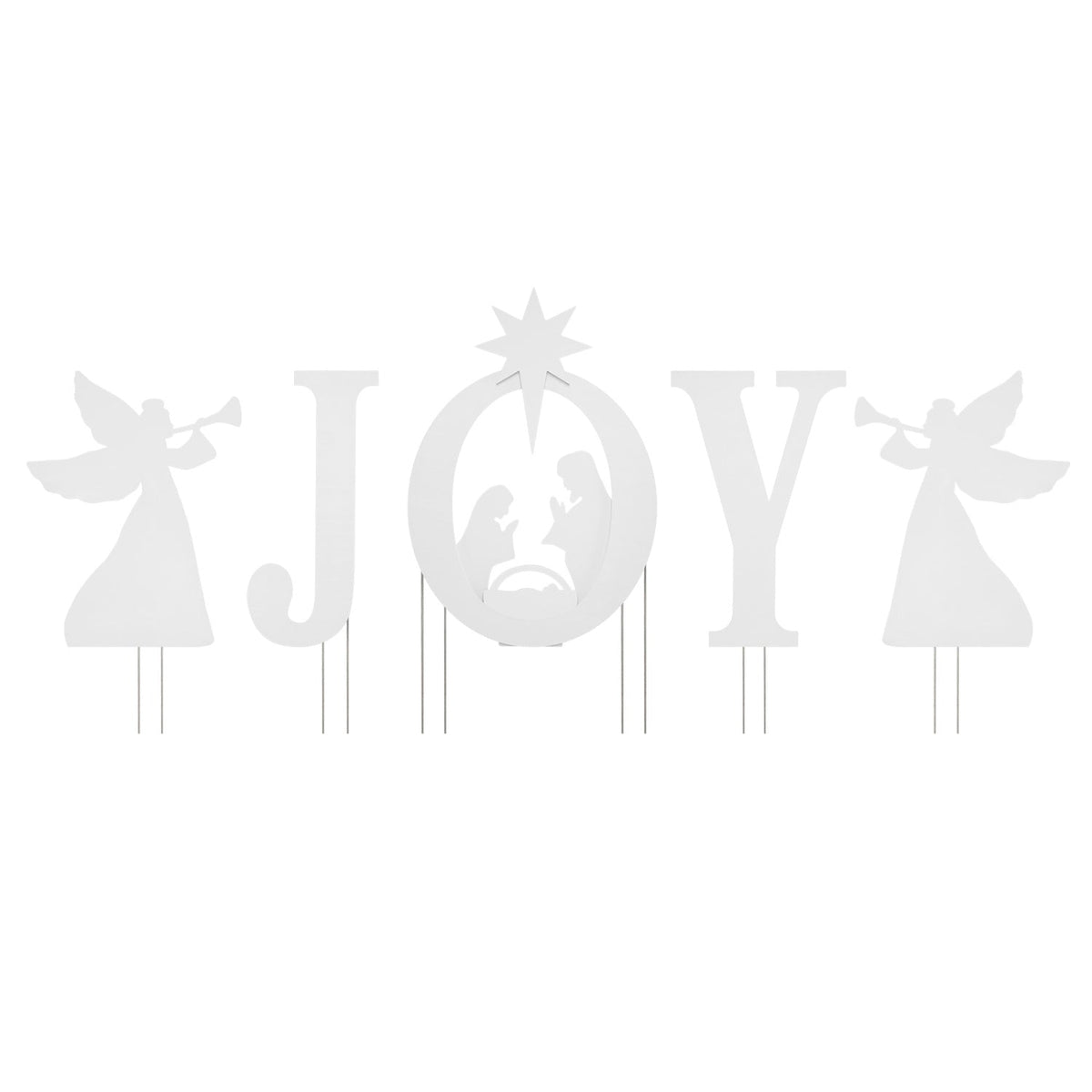 JOY Nativity Christmas Yard Sign Set with Angels - 5 Pieces